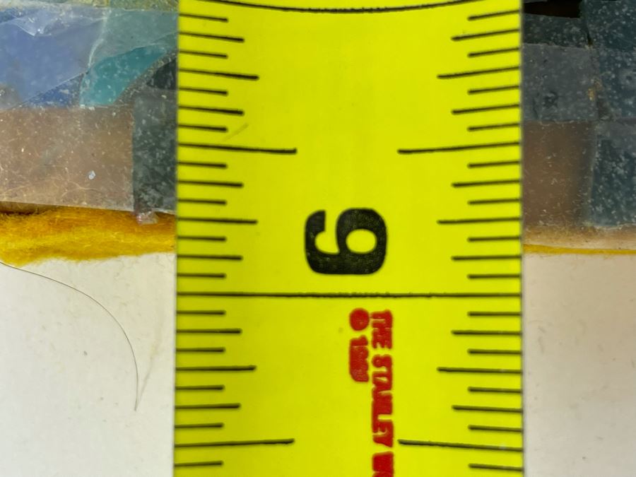 David Lavington (American, 1951–1995) Signed Mosiac Seascape City Scene On Board Signed On Back 9 X 9 [Photo 13]