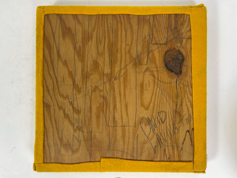 David Lavington (American, 1951–1995) Signed Mosiac Seascape City Scene On Board Signed On Back 9 X 9 [Photo 10]