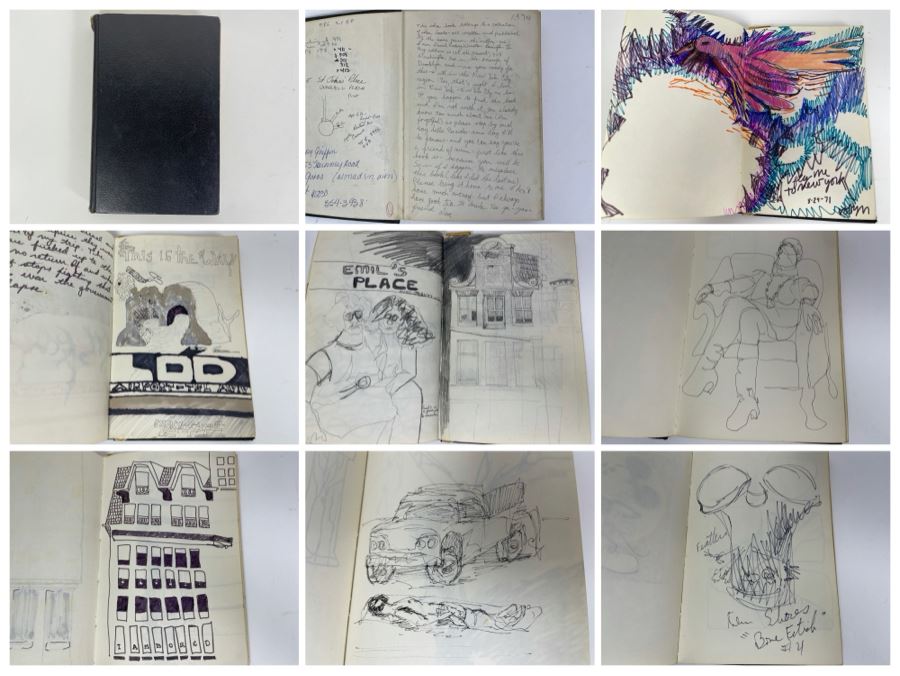 David Lavington (American, 1951–1995) Personal Artist's Journal Filled With Drawings And Writings Of David Lavington During His Travels - See Photos