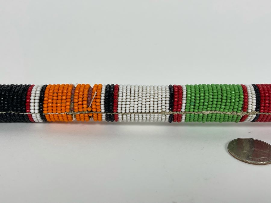 Vintage African Beaded Wooden Rungus Club Maasai Stick 20L [Photo 6]