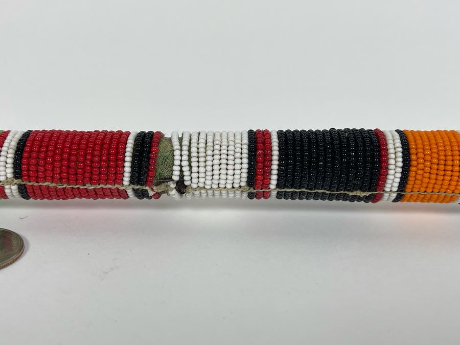 Vintage African Beaded Wooden Rungus Club Maasai Stick 20L [Photo 5]
