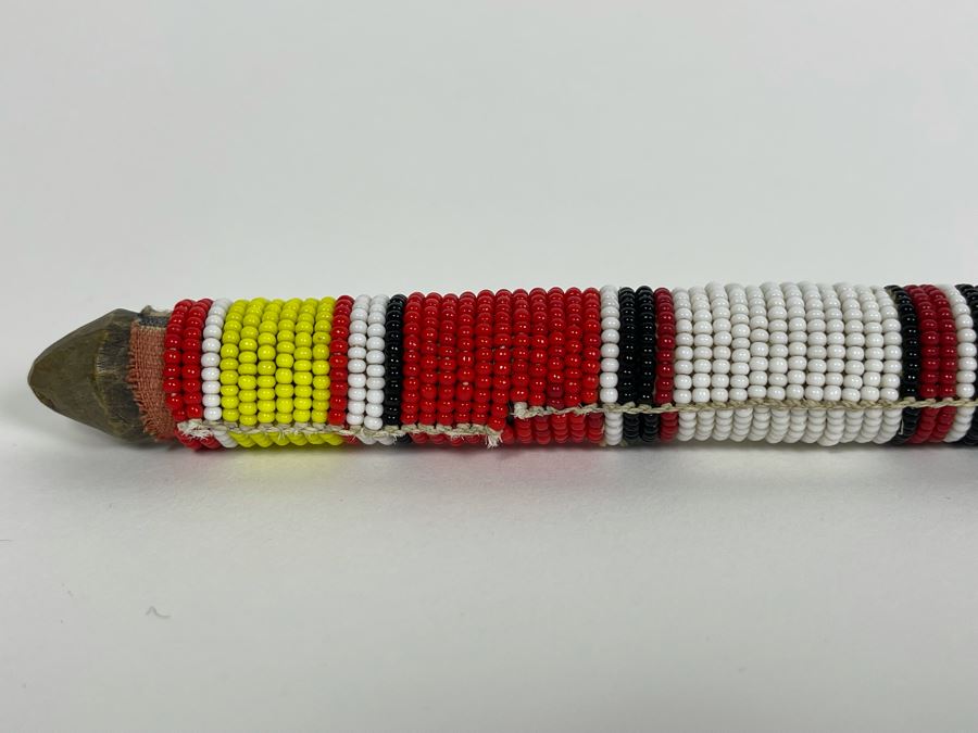 Vintage African Beaded Wooden Rungus Club Maasai Stick 20L [Photo 7]