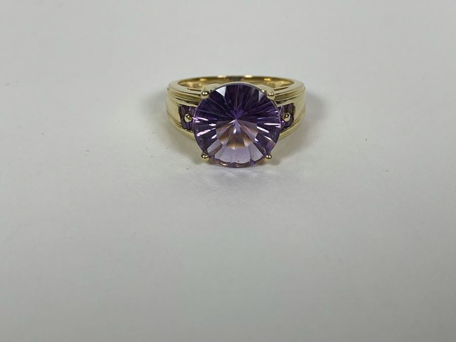14K Gold Amethyst Ring Size 7.5 5.7g Fair Market Value (FMV) $250 Retail (R) $750 [Photo 9]