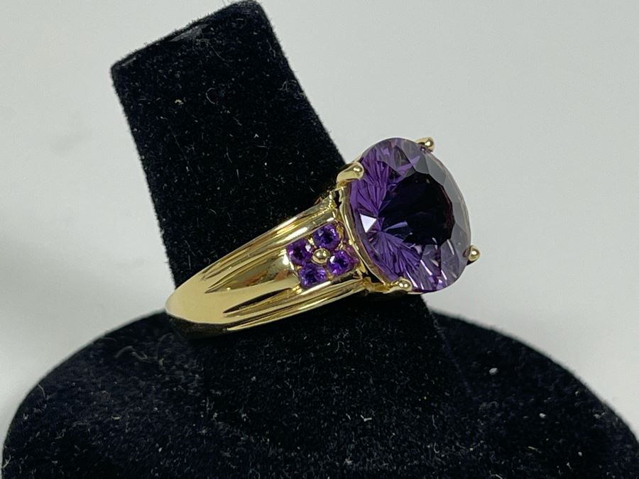 14K Gold Amethyst Ring Size 7.5 5.7g Fair Market Value (FMV) $250 Retail (R) $750 [Photo 5]
