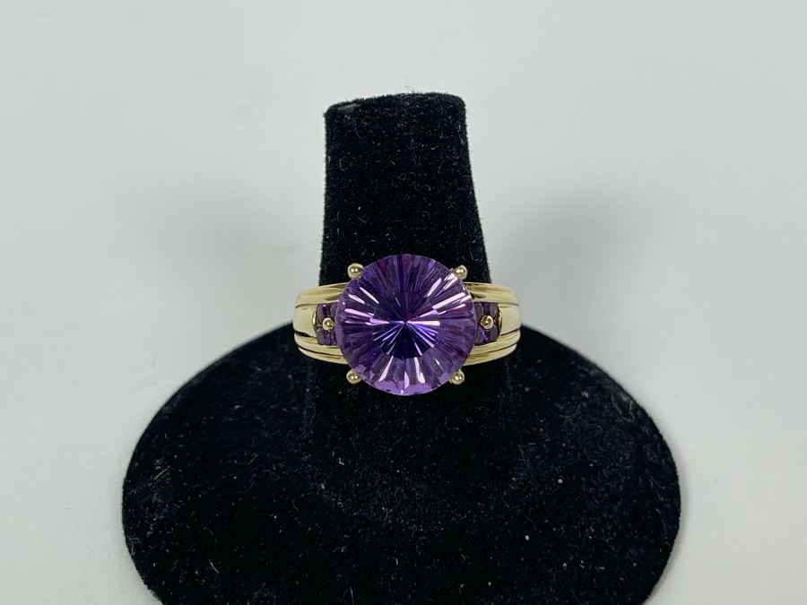 14K Gold Amethyst Ring Size 7.5 5.7g Fair Market Value (FMV) $250 Retail (R) $750 [Photo 4]