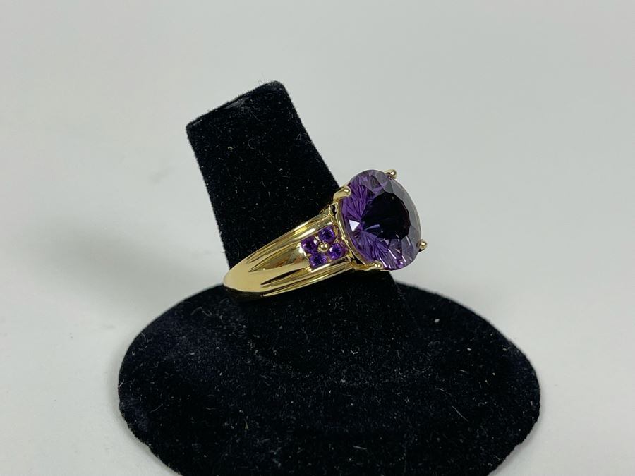 14K Gold Amethyst Ring Size 7.5 5.7g Fair Market Value (FMV) $250 Retail (R) $750 [Photo 6]