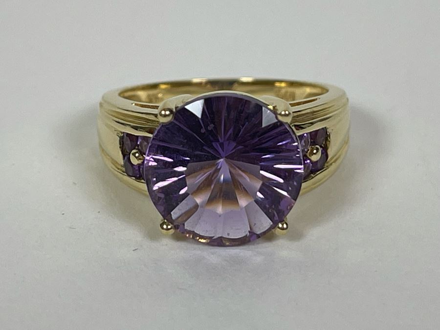 14K Gold Amethyst Ring Size 7.5 5.7g Fair Market Value (FMV) $250 Retail (R) $750 [Photo 10]