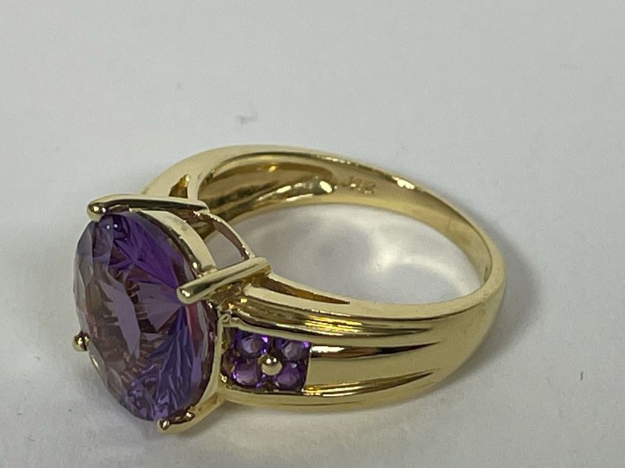 14K Gold Amethyst Ring Size 7.5 5.7g Fair Market Value (FMV) $250 Retail (R) $750 [Photo 12]