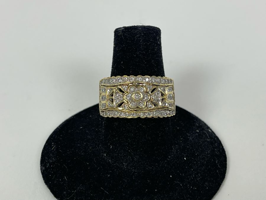 Updated 8g 14K Gold Diamond Ring Size 7.5 8g FMV $500 Retail $1,500 [Photo 3]
