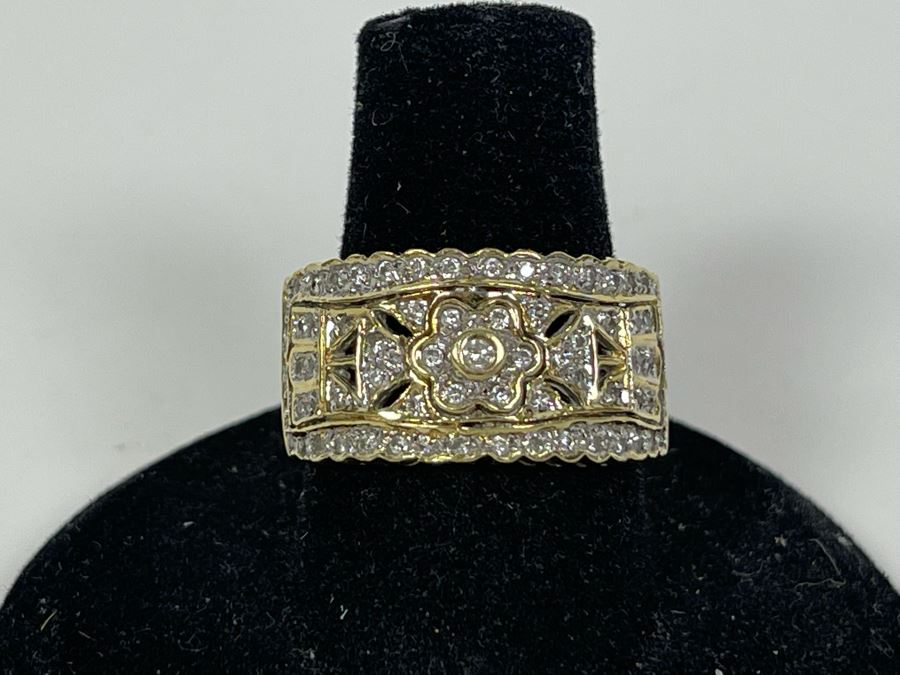 Updated 8g 14K Gold Diamond Ring Size 7.5 8g FMV $500 Retail $1,500