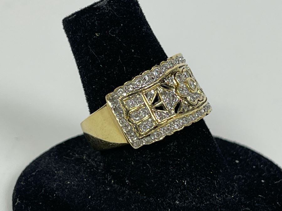 Updated 8g 14K Gold Diamond Ring Size 7.5 8g FMV $500 Retail $1,500 [Photo 2]