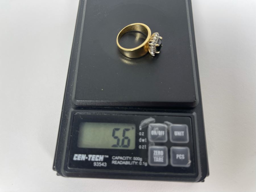 14K Gold Sapphire Diamond Ring Size 6.25 5.6g FMV $350 Retail $1,050 [Photo 12]