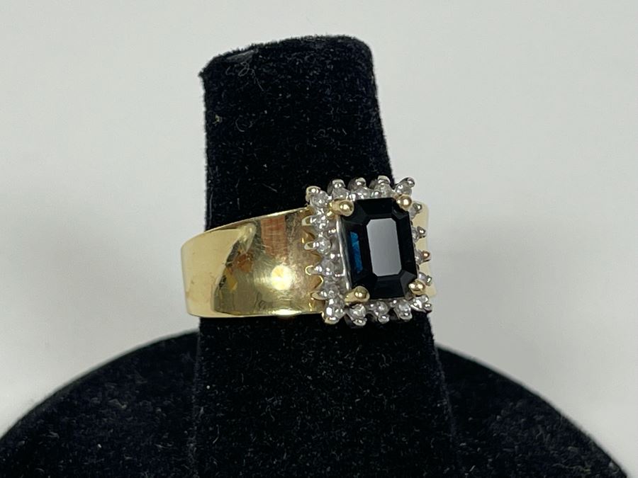 14K Gold Sapphire Diamond Ring Size 6.25 5.6g FMV $350 Retail $1,050