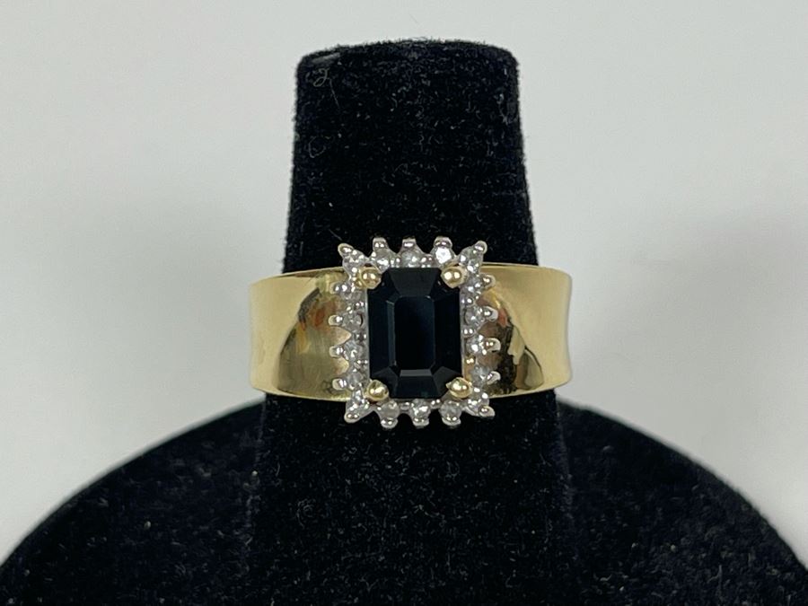 14K Gold Sapphire Diamond Ring Size 6.25 5.6g FMV $350 Retail $1,050 [Photo 3]