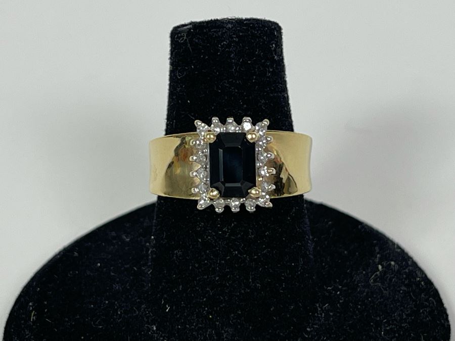 14K Gold Sapphire Diamond Ring Size 6.25 5.6g FMV $350 Retail $1,050 [Photo 4]