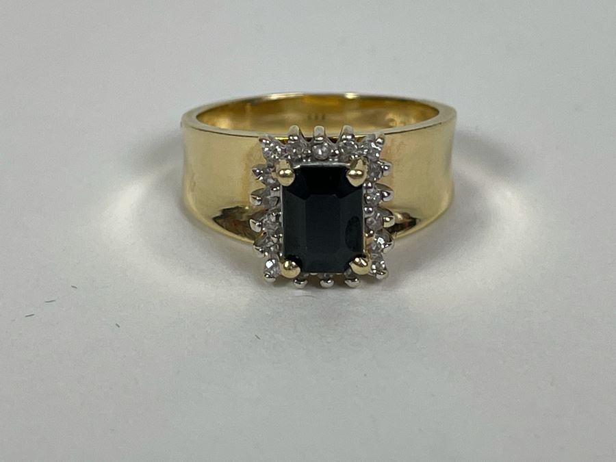 14K Gold Sapphire Diamond Ring Size 6.25 5.6g FMV $350 Retail $1,050 [Photo 9]
