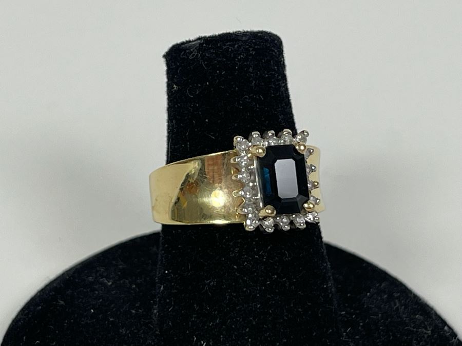14K Gold Sapphire Diamond Ring Size 6.25 5.6g FMV $350 Retail $1,050 [Photo 5]