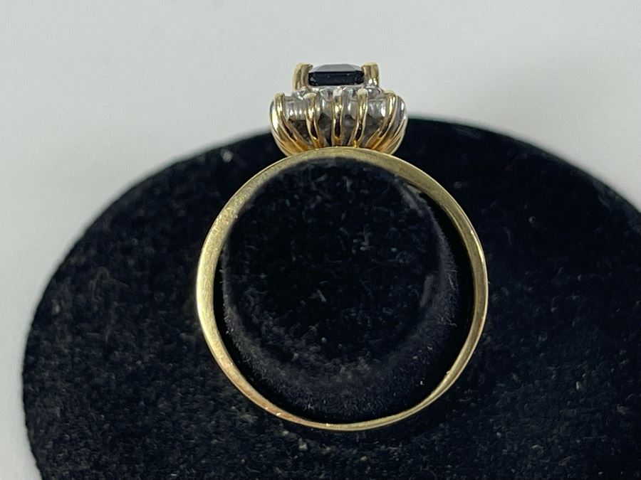 14K Gold Sapphire Diamond Ring Size 6.25 5.6g FMV $350 Retail $1,050 [Photo 8]