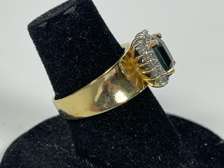 14K Gold Sapphire Diamond Ring Size 6.25 5.6g FMV $350 Retail $1,050 [Photo 6]