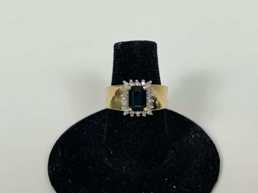 14K Gold Sapphire Diamond Ring Size 6.25 5.6g FMV $350 Retail $1,050 [Photo 7]
