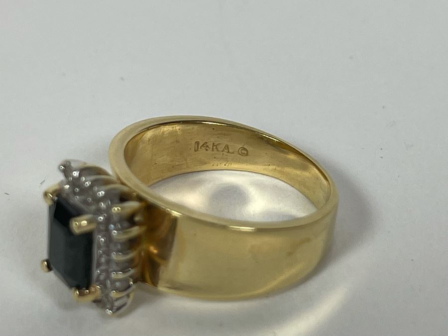 14K Gold Sapphire Diamond Ring Size 6.25 5.6g FMV $350 Retail $1,050 [Photo 10]