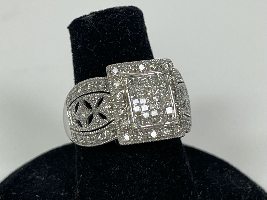 14K Gold Diamond Ring Size 6.25 5.9g FMV $400 Retail $1,200 [Photo 2]
