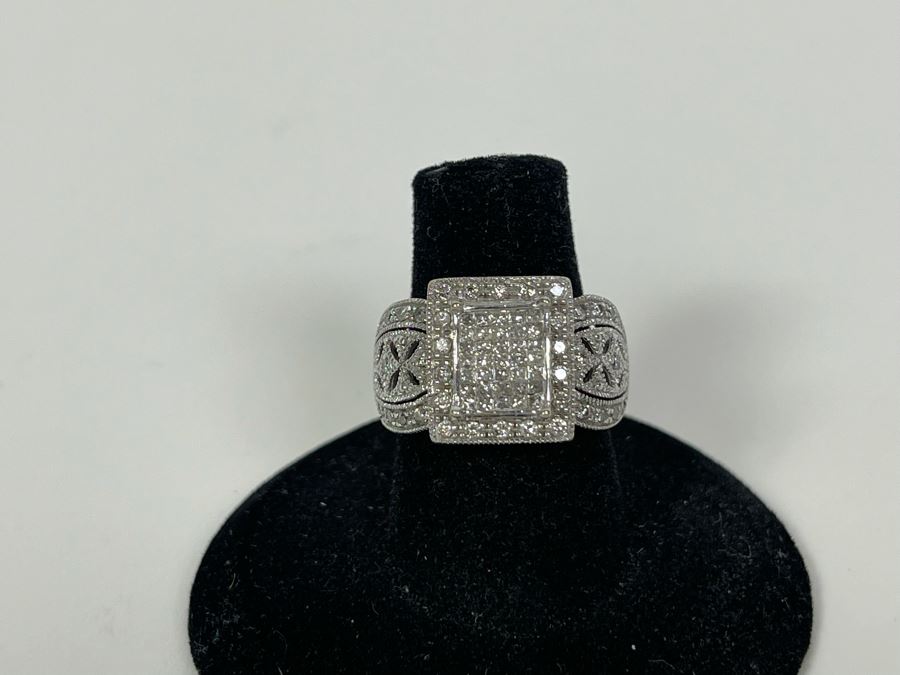 14K Gold Diamond Ring Size 6.25 5.9g FMV $400 Retail $1,200 [Photo 8]