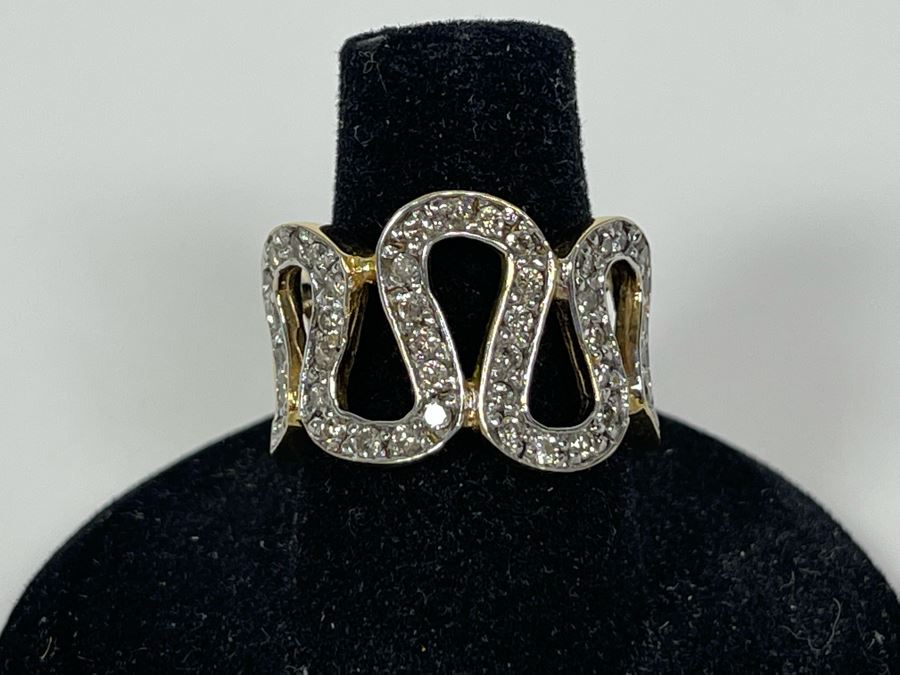 14K Gold Diamond Ring Size 7 6.7g FMV $400 Retail $1,200 [Photo 1]
