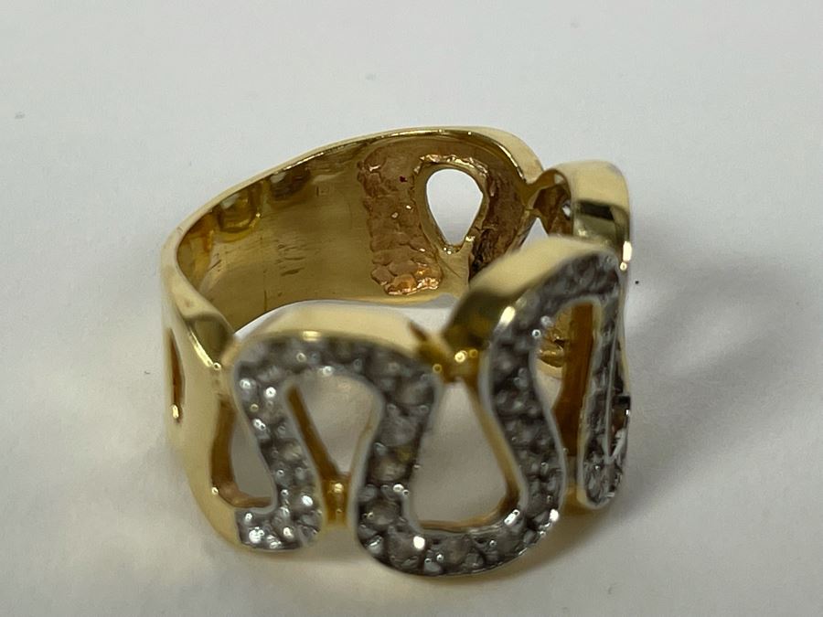 14K Gold Diamond Ring Size 7 6.7g FMV $400 Retail $1,200 [Photo 8]