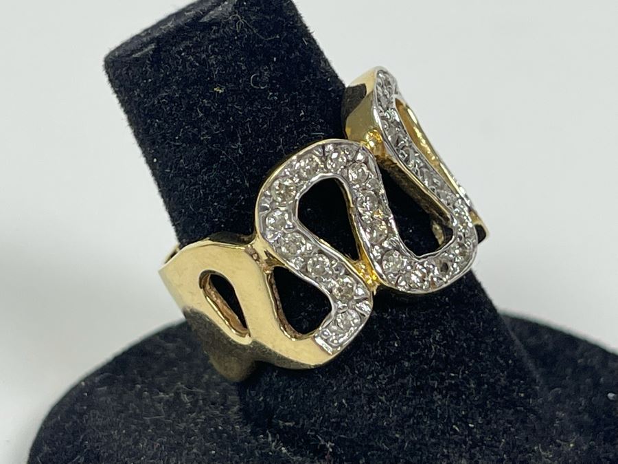 14K Gold Diamond Ring Size 7 6.7g FMV $400 Retail $1,200 [Photo 2]