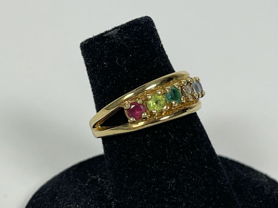 10K Gold Multi-Gemstone Ring Size 5.25 3.2g [Photo 2]