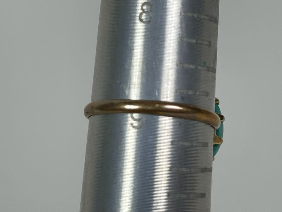 10K Gold Turquoise Ring Size 9 2.3g [Photo 7]