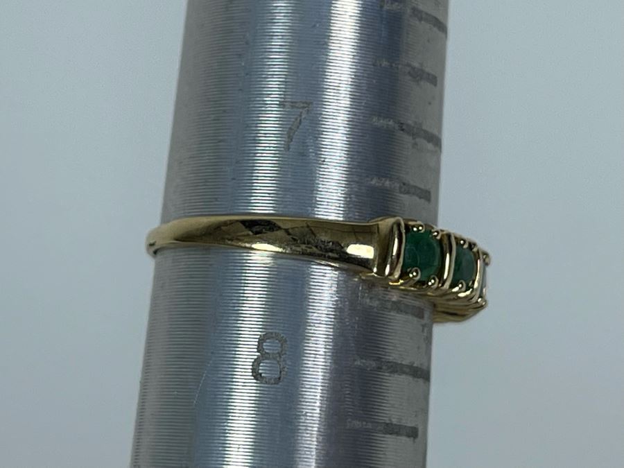 10K Gold Emerald Ring Size 7.5 1.7g [Photo 7]