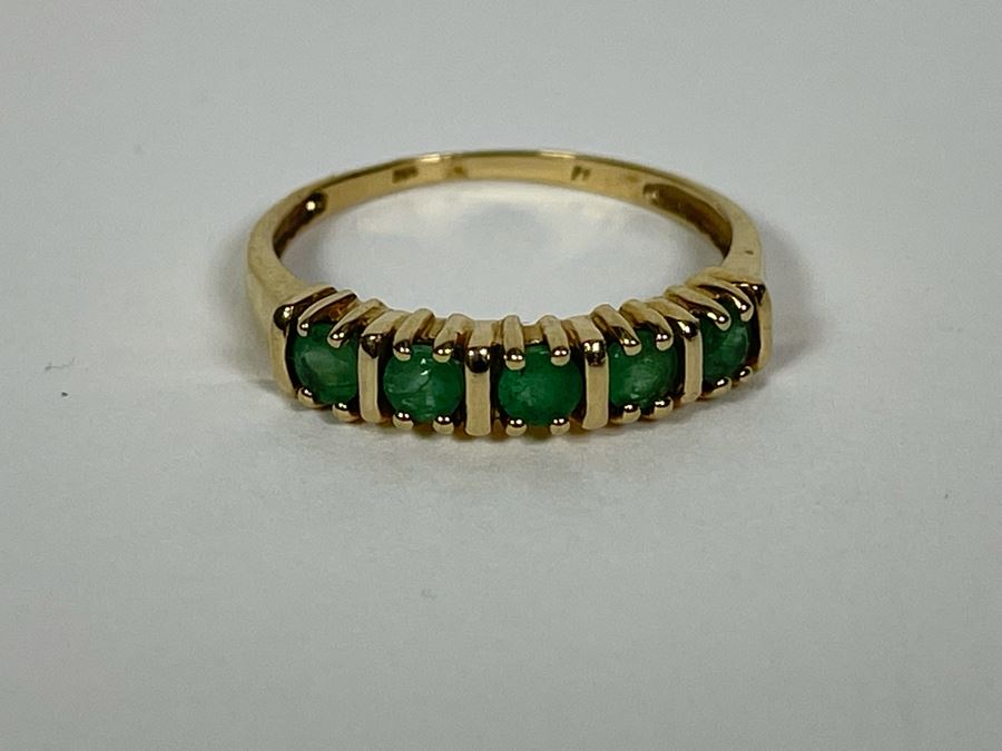 10K Gold Emerald Ring Size 7.5 1.7g [Photo 5]