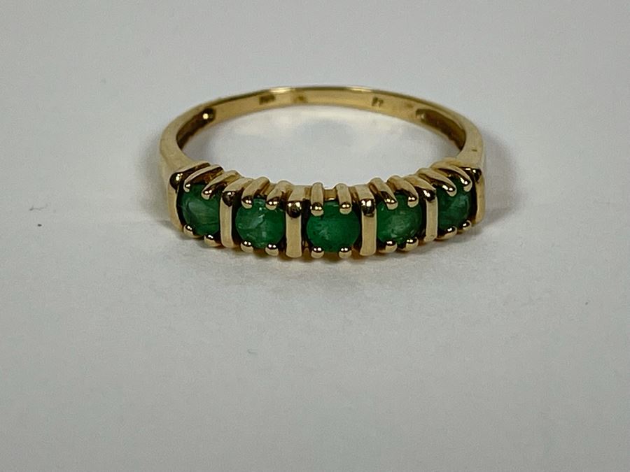 10K Gold Emerald Ring Size 7.5 1.7g [Photo 6]