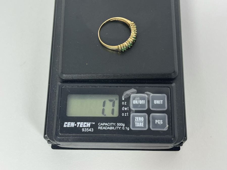10K Gold Emerald Ring Size 7.5 1.7g [Photo 8]