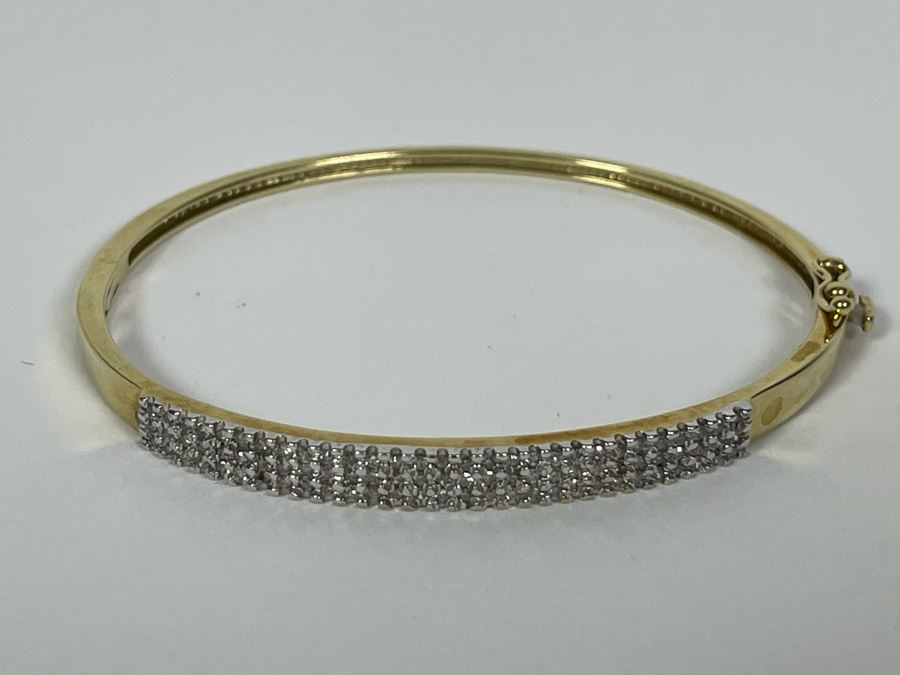 10K Gold Diamond Bangle 2 3/8W 8.8g FMV $350 Retail $1,050 [Photo 8]