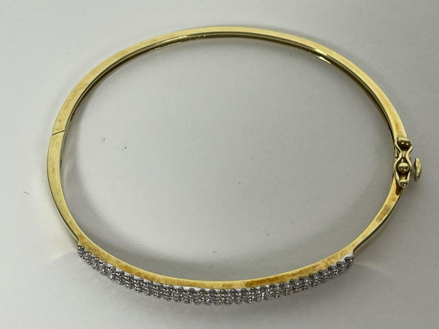 10K Gold Diamond Bangle 2 3/8W 8.8g FMV $350 Retail $1,050 [Photo 7]