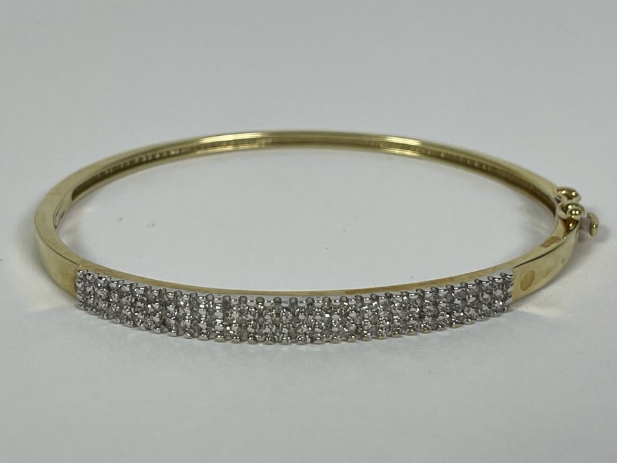 10K Gold Diamond Bangle 2 3/8W 8.8g FMV $350 Retail $1,050 [Photo 10]