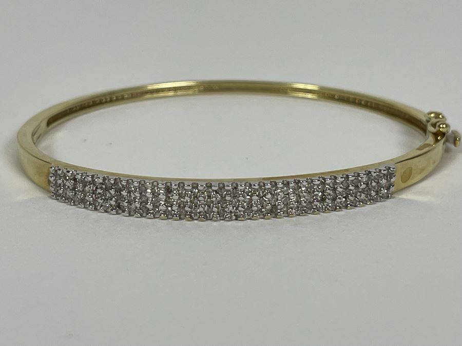 10K Gold Diamond Bangle 2 3/8W 8.8g FMV $350 Retail $1,050 [Photo 5]