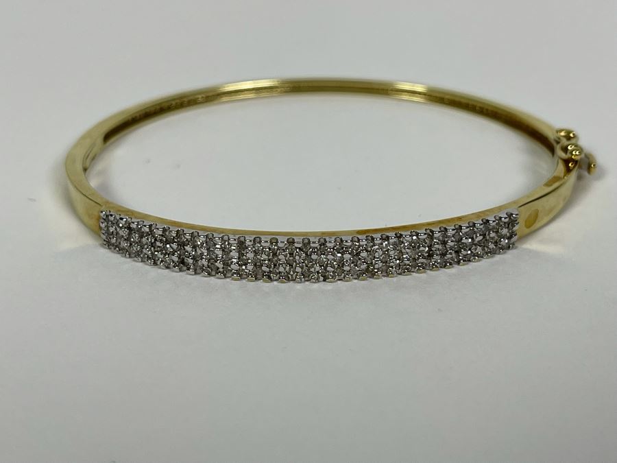 10K Gold Diamond Bangle 2 3/8W 8.8g FMV $350 Retail $1,050 [Photo 4]