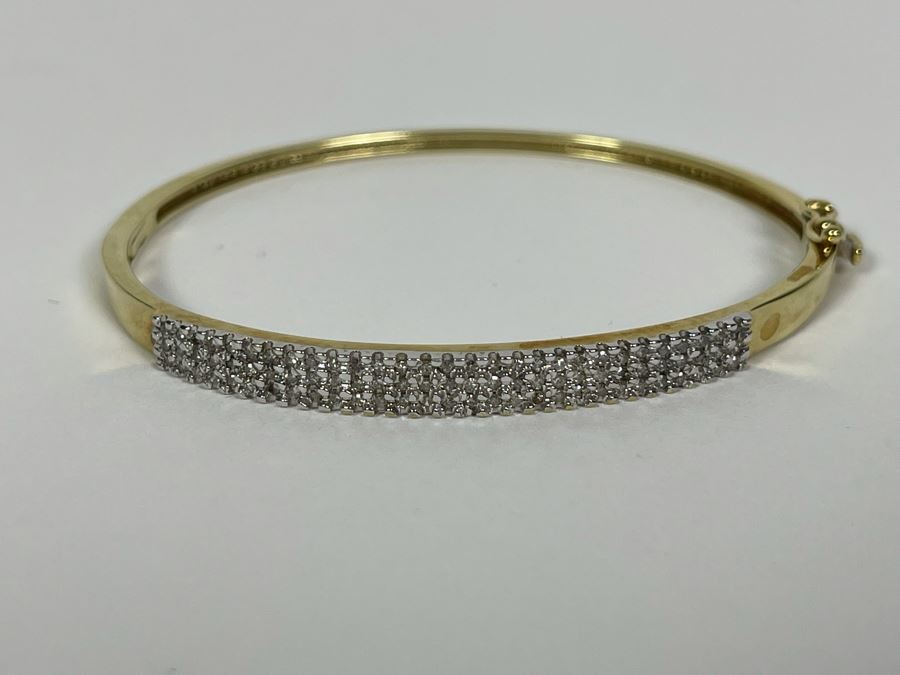 10K Gold Diamond Bangle 2 3/8W 8.8g FMV $350 Retail $1,050 [Photo 2]