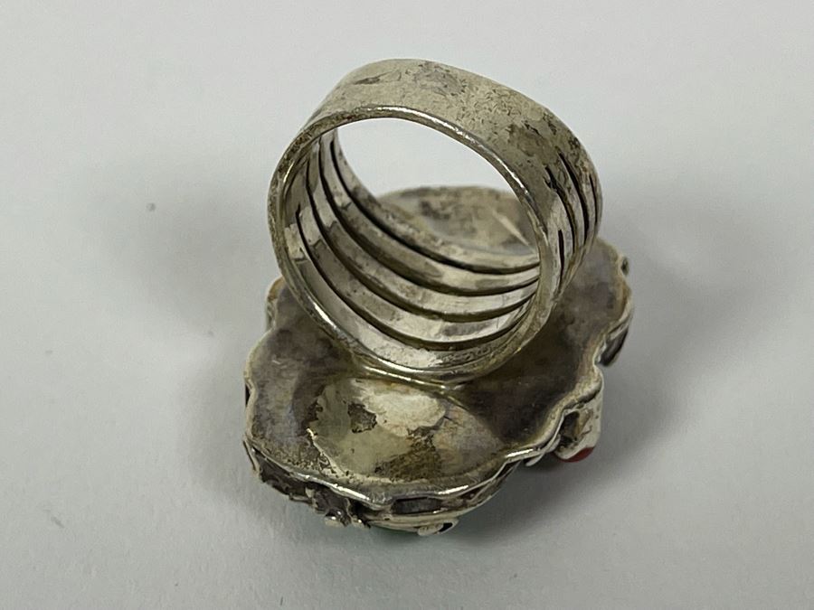Vintage Sterling Silver Turquoise Ring Size 5.5 18.3g [Photo 9]