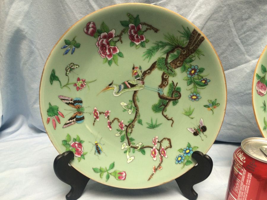 Pair Of Chinese Hand Painted Plates