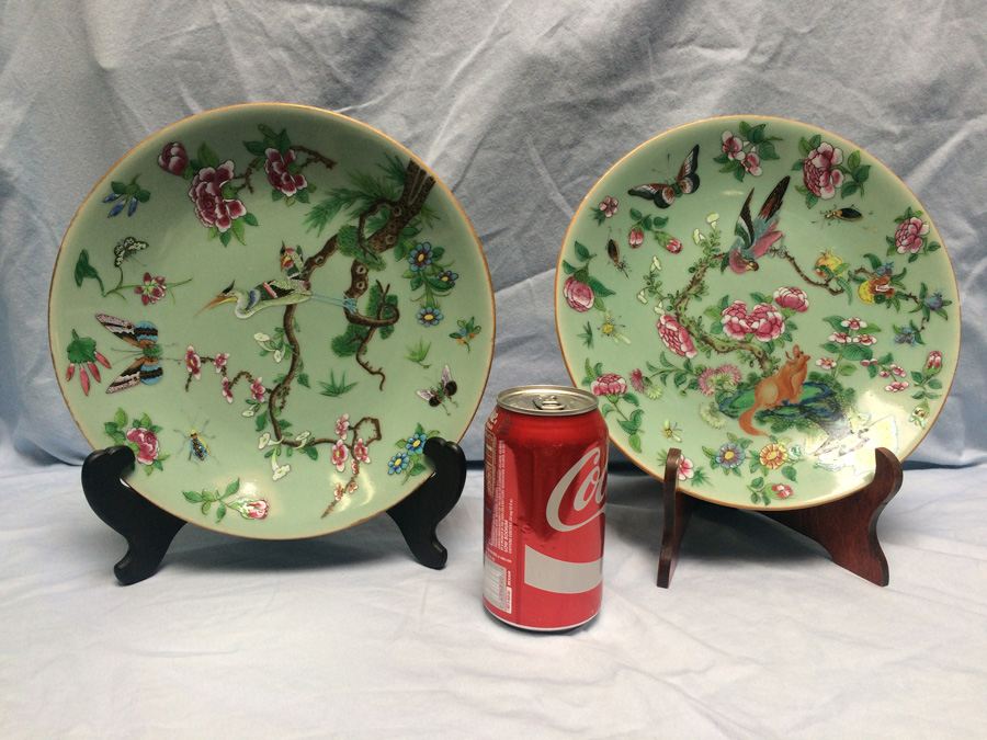 Pair of Chinese Hand Painted Plates