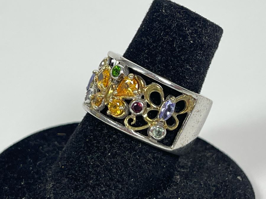 Sterling Silver Multi-Stone Ring Size 7 5g [Photo 5]