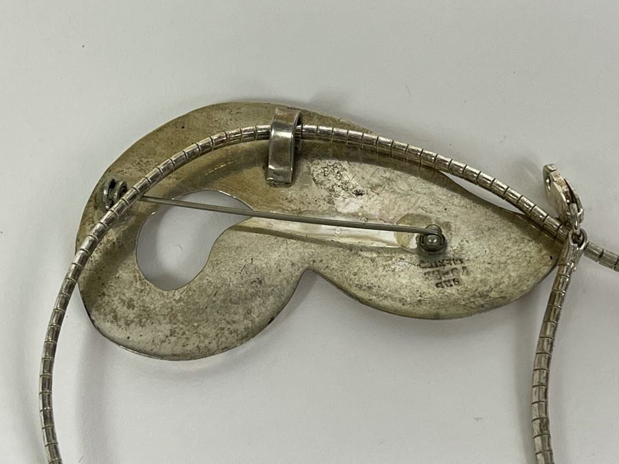 Sterling Silver Combo Pendant / Brooch With Sterling Silver 16' Necklace 39.8g [Photo 9]