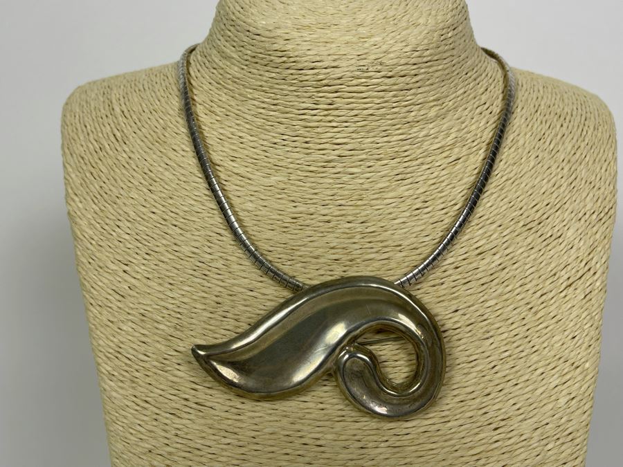 Sterling Silver Combo Pendant / Brooch With Sterling Silver 16' Necklace 39.8g [Photo 2]