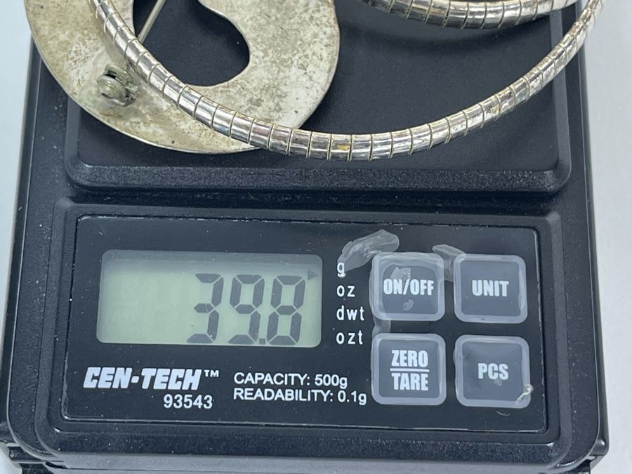 Sterling Silver Combo Pendant / Brooch With Sterling Silver 16' Necklace 39.8g [Photo 10]