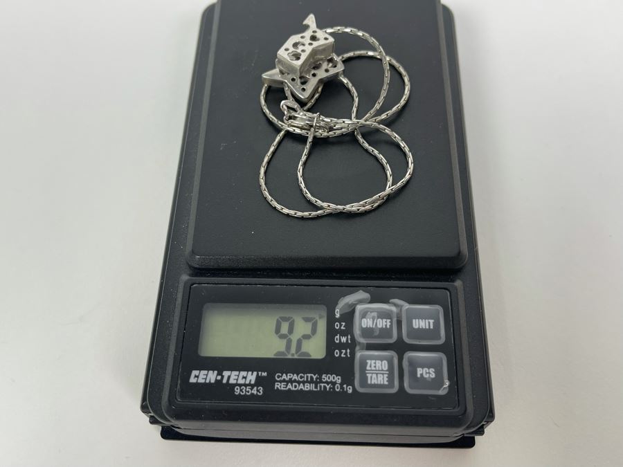 Sterling Silver Star Heart Pendant 16' Necklace 9.2g [Photo 6]